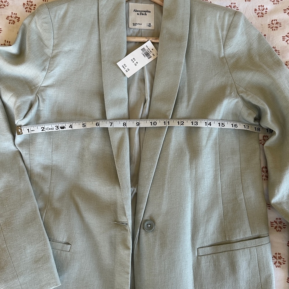 NWT Abercrombie & Fitch Linen Cotton Blend Blazer - Light Sage Green size XS - Picture 12 of 15